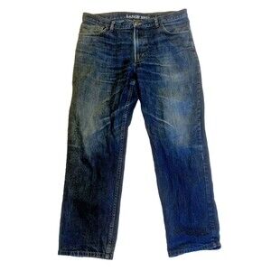 Lands End Jeans Mens 38 Blue Straight Leg Distressed Traditional Fit Denim 38x30